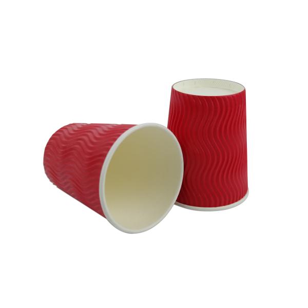 12oz Ripple Custom Printed Disposable Coffee Cups , Odourless Smell Cold Drink Paper Cups