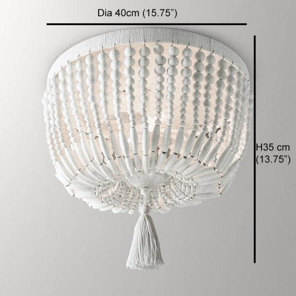 Weathered White wood beads chandelier lighting Pendant bedroom white chandelier(WH-CI-148)
