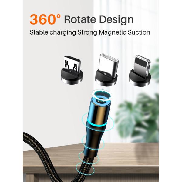 8000 Times 5A Magnetic USB Fast Charging Cable Nylon Braided Line