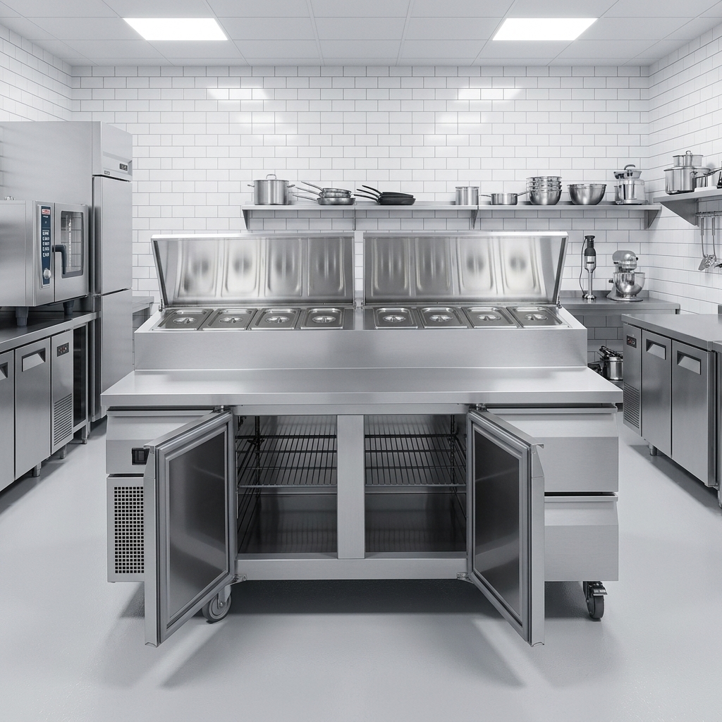 Refrigeration Equipment Restaurant Fridge Refrigerator Marble Pizza Sandwich Prep Table Salad Cooler Table Pizza Prep Table