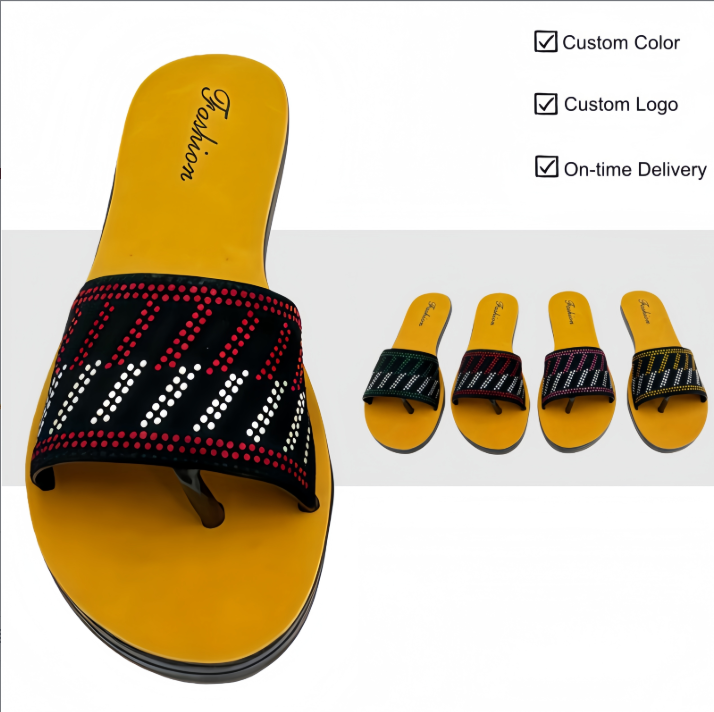 Factory Direct PVC Women Thong Slides Wholesale Fashion Flat Sandals