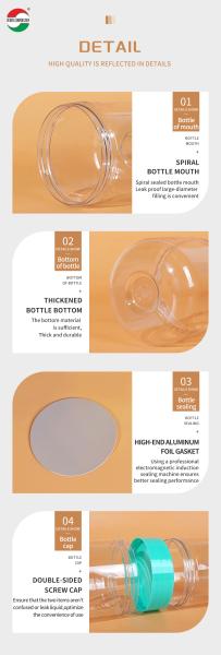 250ml 300ml 350ml 400ml Food Grade Double Sides PET Plastic Bottle for Soft Candy Cookie Dried Fruit Nut Snack Storage