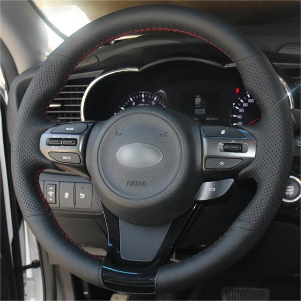 100% Fit Hand Stitched Artificial Leather Steering Wheel Wrap Cover for Kia K5 Optima 2014 2015