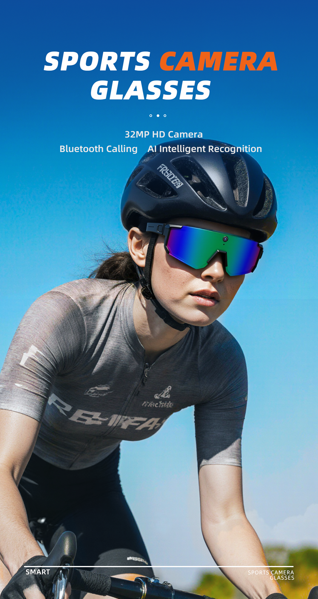 V06 Smart Glasses-1200P Video AI Object Recognition IP54 Waterproof Magnetic Charging Voice Control Semi-Open Stereo
