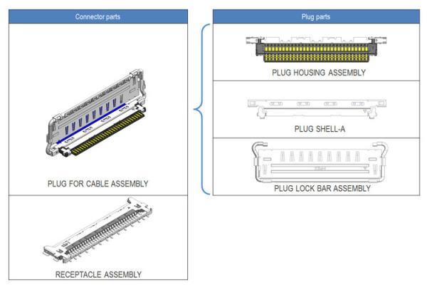 Horizontal Mating Type Micro-Coaxial Connector Cabline VS II 20846-020T 030T 040T 0.5 Mm Pitch