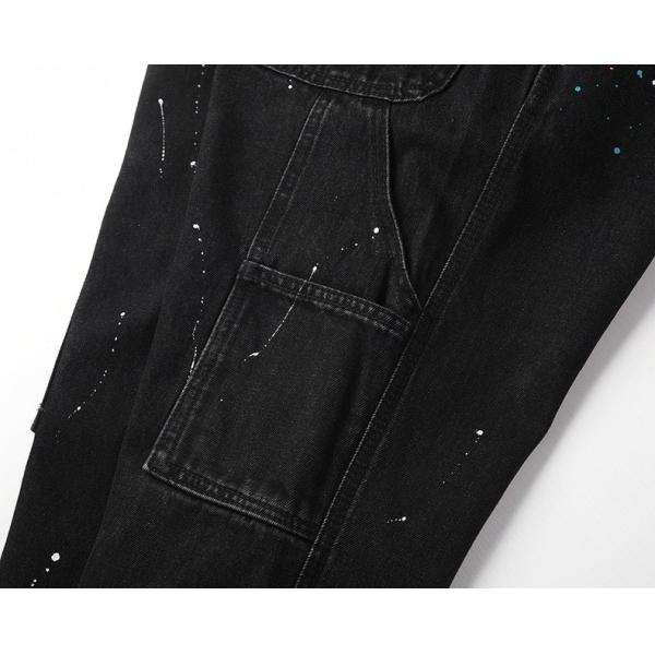 High Street Men's Straight Jeans with Printed Design and Slight Flare in Dark Wash