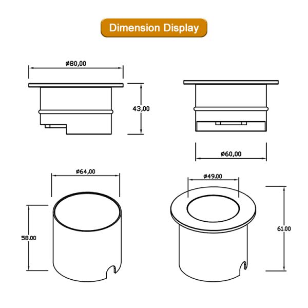 Polarization Underground Lights 4W DC12V 24V Beam Angle 30*40Degree IK Rate 08 Pure Aluminum 6063# Housing
