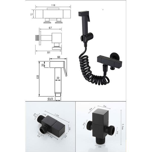 Спрейера биде туалета Bathroom давления квадрата чернота высокого твердого латунного новая штейновая