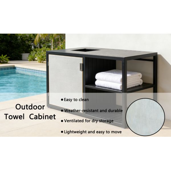 All in One Waterproof Aluminum Outdoor Storage Cabinet for Pool Patio Beach Towels and Equipments