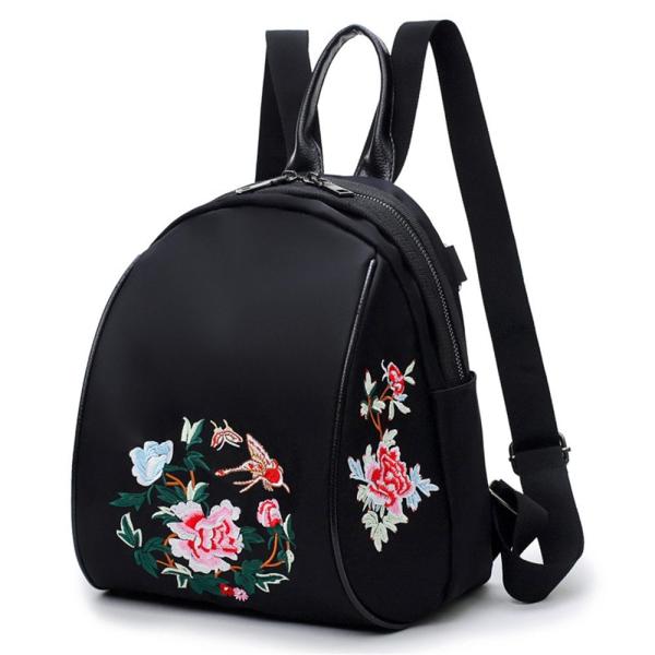 Nylon Embroidery Double Shoulder Bag Female Korean Version of The New Fashion Oxford Cloth Tourism shoulder bag backpack