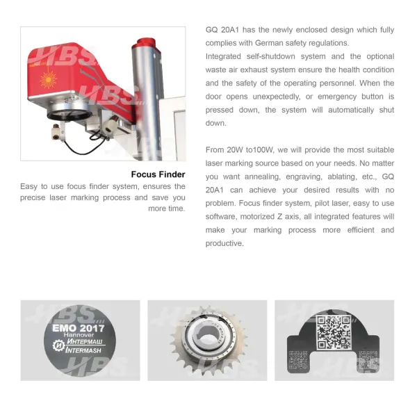 Germany Standard Fiber Laser 20W Laser Marking Machine/Laser Machine with Safe Cover