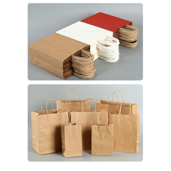 Takeaway Packaging Kraft Paper Bag with Customized Logo Printing and Hand-Held Design