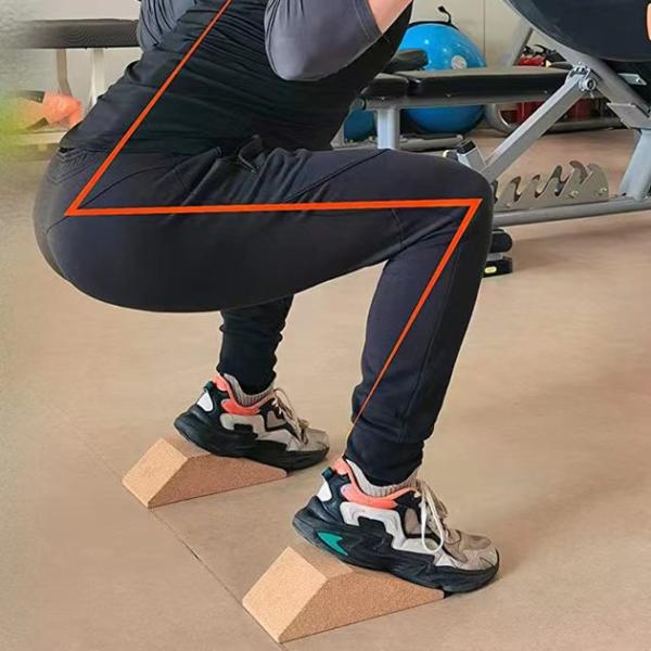 Non Slip Cork Yoga Squat Wedge Block Lightweight Fitness