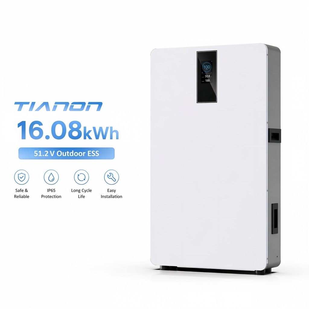 51.2V 314Ah 16.08kWh Ultra-Slim 157mm Outdoor LFP Battery 8000 Cycles C5 Anti-Corrosion Smart ESS