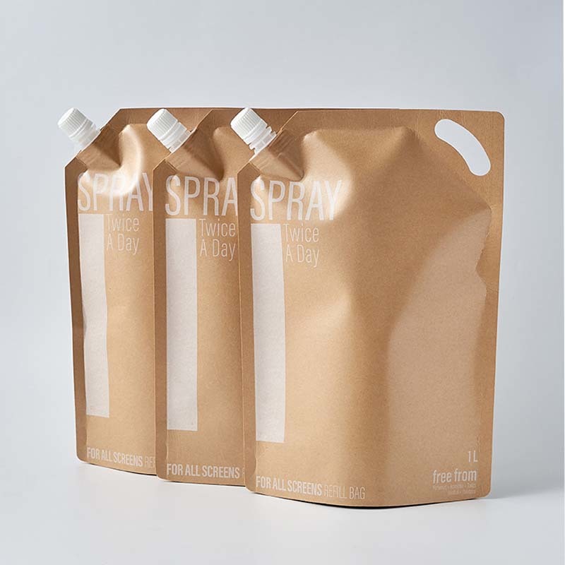 Custom Printed Aluminum Foil Spout Pouches With Handle Leak Proof Liquid
