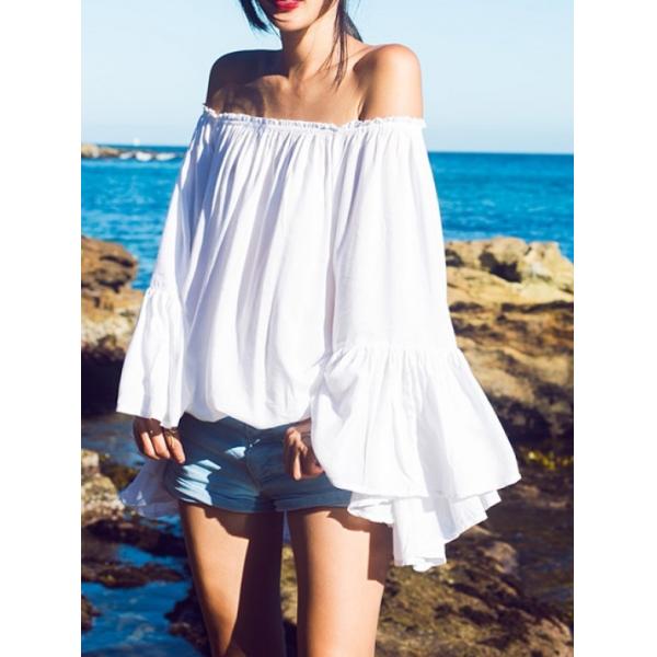 Дизайны шеи для женщин моды верхних частей дам с верхних частей блузки плеча твердых