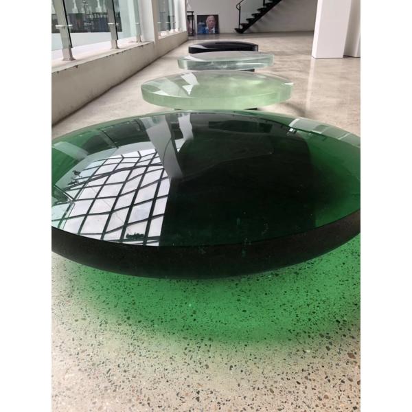 Hotel Office  Clear Green Dewaxing Liuli Sand Carved Glass