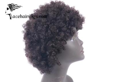 Dark Brown Full Lace Human Hair Wigs With Baby Hair , Short Afro Curly Full Lace Wig