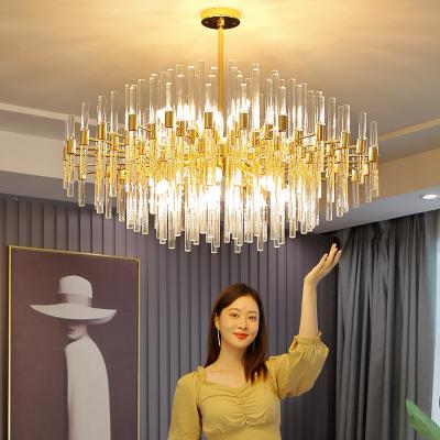 LED K9 Crystal Entrance Chandelier E14 6500K Luxury Ceiling Lights Crystal Gold