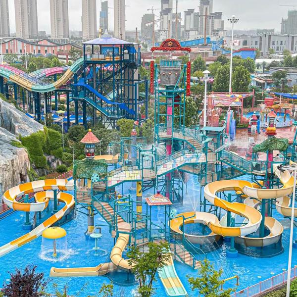 Combination Slide Aqua Park Equipment Amusement Park Equipment Fiberglass Water Slide Pool for Adults Children