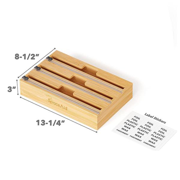 Многофункциональный прямоугольный бамбуковый пластиковый оберток диспенсер на стенке для вашей кухни