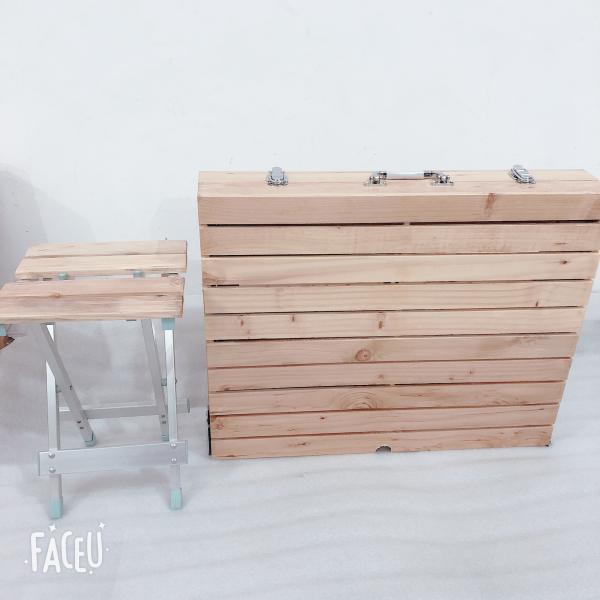 General Outdoor Wood Piece Portable Folding Table and Chairs Sets with Attached Table