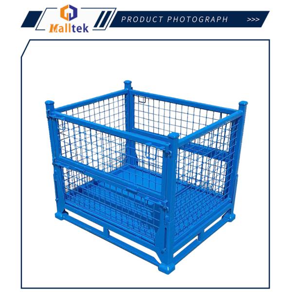 Foldable Metal Wire Mesh Stackable Pallet Cages For Logistics