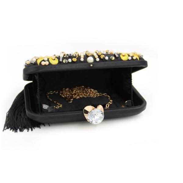 Jewellery Diamond Banquet Womens Evening Clutch Handbags With Silk Tassels