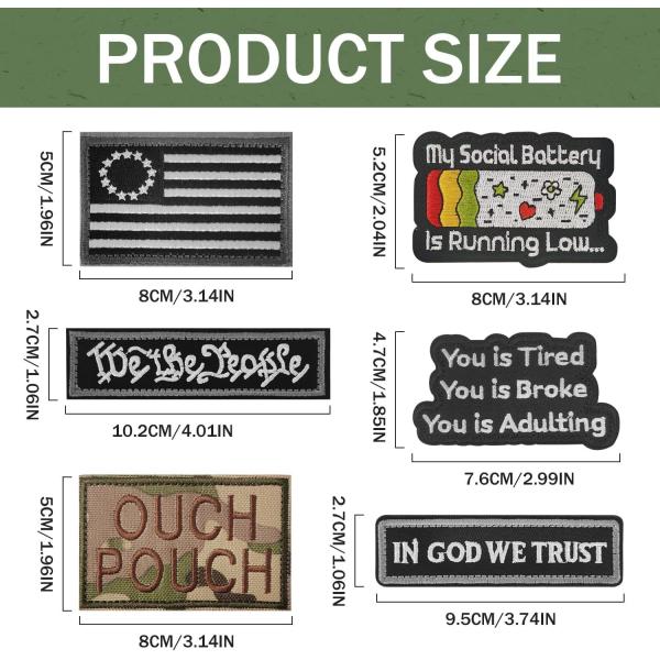 Garment Accessories, Tactical Morale Patch Bundle, Full Embroidery Loop And Hook Patches Set For Caps, Bags, Backpacks, Vest, ornaments Uniforms,Tactical Gears