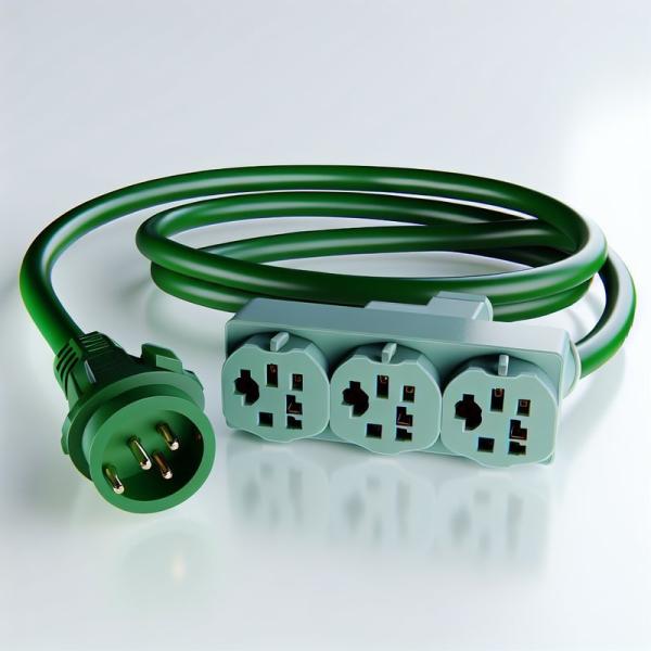 IP11 Green Color Multi Ways Us Cord 515P To 3X Nema 515R Electrical Outlet Mains Power Cable Splitter