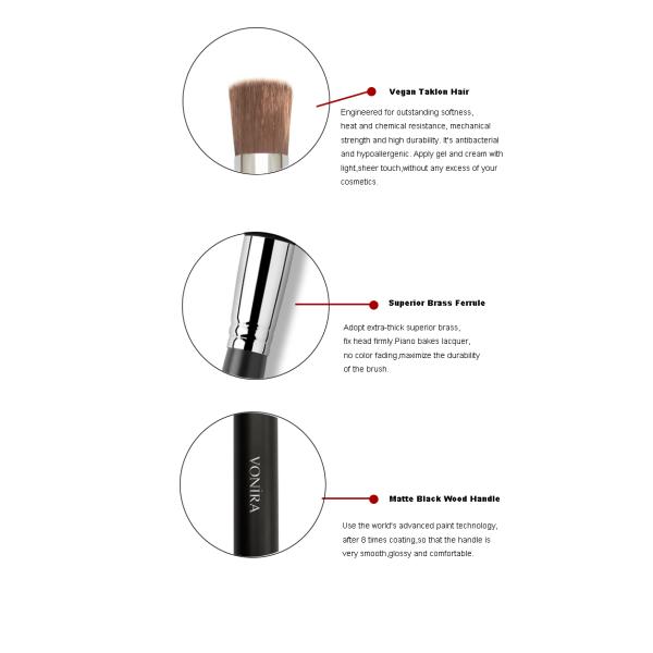 Professional Flawless Flat -Top Foundation Makeup Brush With Straight Firm Synthetic Hair