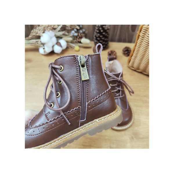 2023 Autumn Martin Kids Zipper PU Leather Shoes Ankle Boot Height Unisex