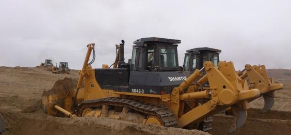 420HP Yellow Hydraulic Shantui Bulldozer SD42, Operation Weight 53T With Cummins Engine, ROPS Cabin, Ripper