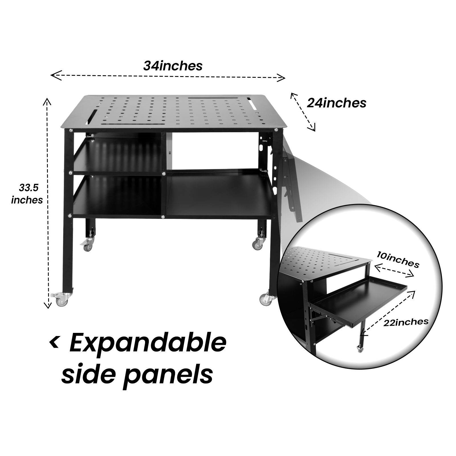 Mobile Welding Workbench 120LBS High Carbon Steel Anti-Rust Lock Wheels 5/8