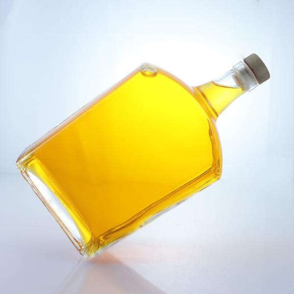 Super Flint Glass Flat Square Rum Vodka Whisky Tequila Gin Bottle with Cork 's Product