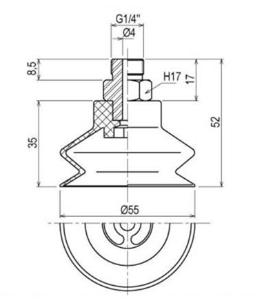 8mm - 125mm PU / Silicon VASB Vacuum Pad Vacuum Component For Automotive And Stamping Industrial