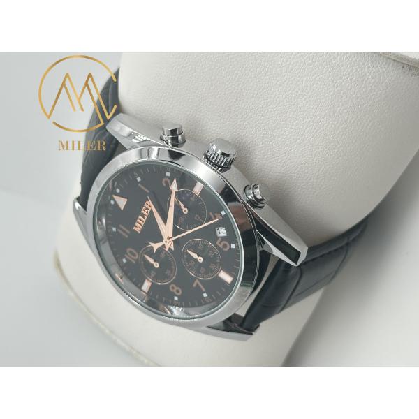 30 Meters Stylish Water Resistant Quartz Wrist Watch Engraved Logo Leather Strap Quartz Watch