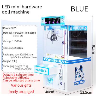 Blue Coin-Operated LED Desktop Hardware Claw Arcade Machine