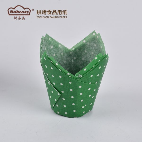 Tulip Shape Muffin Baking Paper Cups, Oil Proof Thick Parchment Cupcake Liners, Disposable Decorative Cake Paper Holders for Birthday Wedding Bakery Supplies