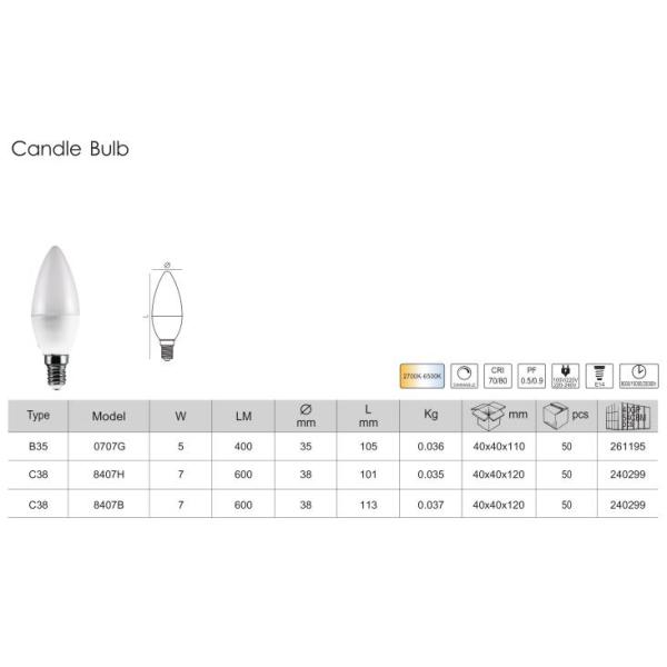 C35 C38 5w 7w Led Candle E14 E27 Lighting Bulb Lights for Lighting Solutions Service