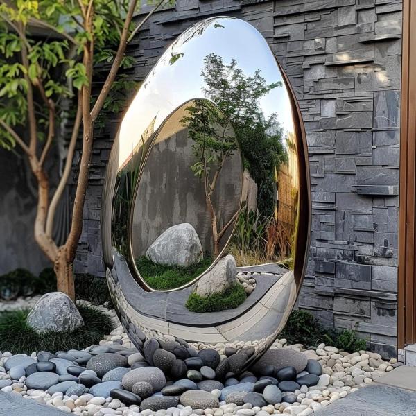 Customized Colors Modern Abstract Mirror Stainless Steel Sculpture for Outdoor Decoration from Model