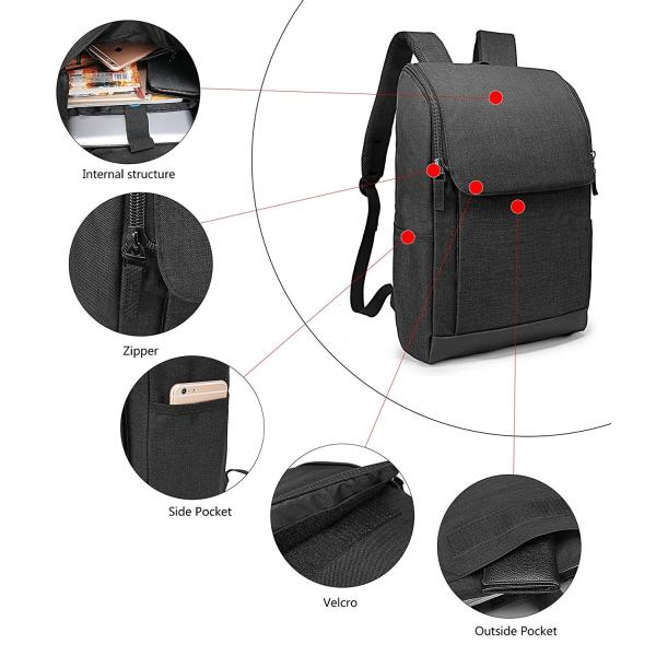 Customized Black Slim Backpack Laptop Bag For 15.6 Inch Laptop Low Cadmium