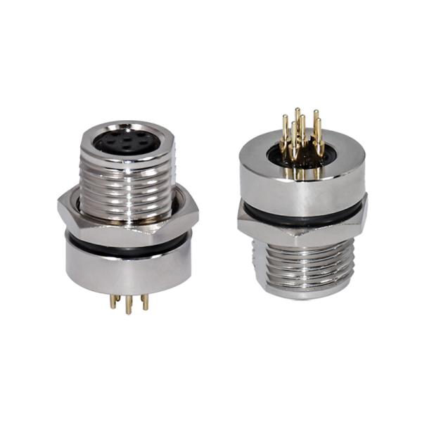 M8 Panel Mount PCB Connector M8 4 Pin Back Solar Front Panel Mount With Solder Connector