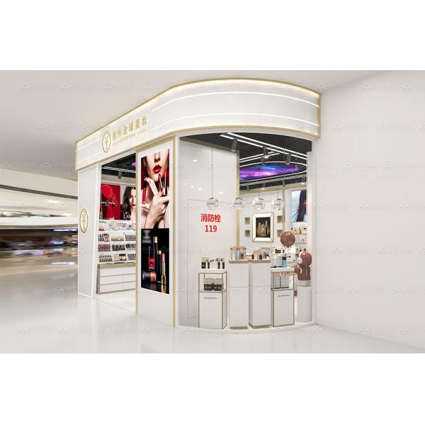 Powder Coated Beauty Shop Furniture Fitting Glass Wooden Gondola Shelving