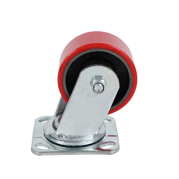 Red PU Iron Rigid Cableway Trolley Hanger Heavy Duty Swivel Wheels Caster Zinc Plated