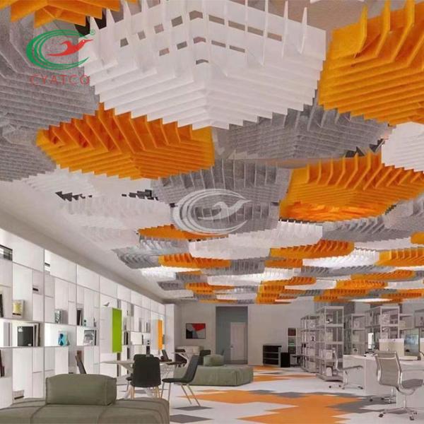 Recyclable PET Acoustic Ceiling Panels Eco Friendly For Interior Decoration