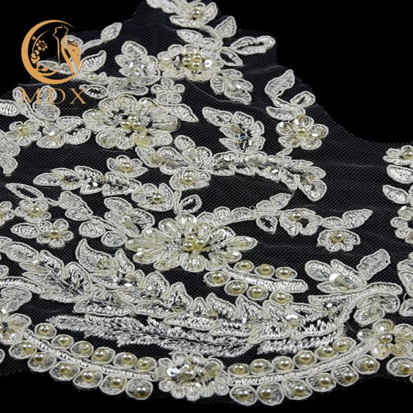 Largura solúvel em água do bordado 135cm da guarnição frisada decorativa do laço