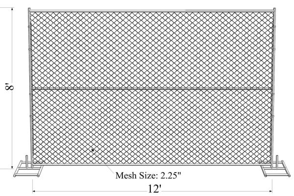 chain link temporary construction fence panels 6FT X 10F Mesh 2 3/8  x 2 3/8 ( 60mm x 60mm ) x 12 gauge wire
