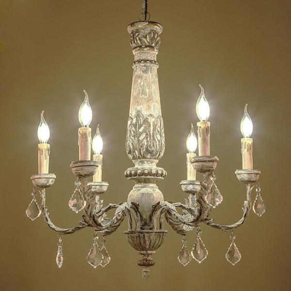 Wooden Iron Chandelier Lighting Vintage Crystal Lustre vintage chandelier(WH-CI-110)