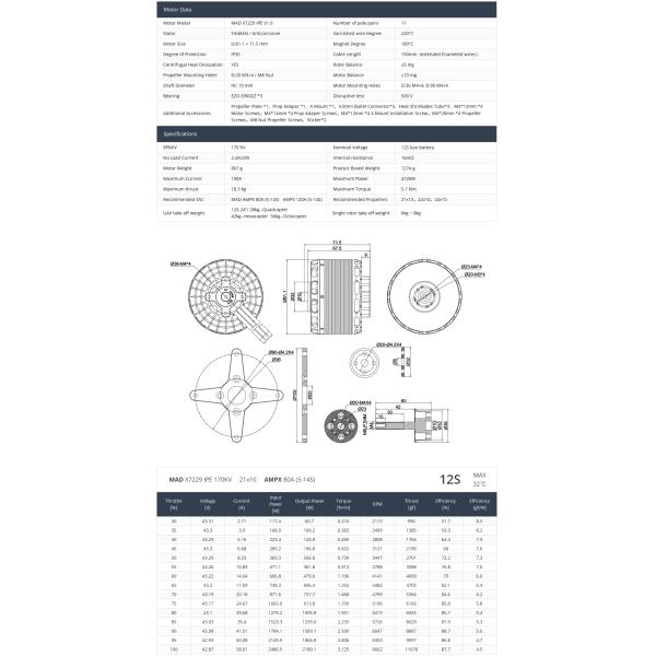 X7229 1.0 VTOL Drone Brushless DC Motor